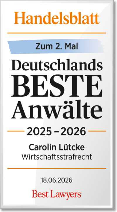 Auch im Jahr 2026 erhielt Frau Carolin Lütcke erneut die Auszeichnung 
